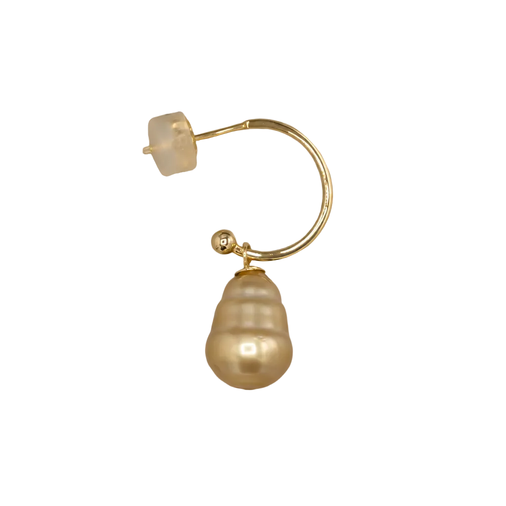 9 mm Golden South Sea Pearl Drop Earrings