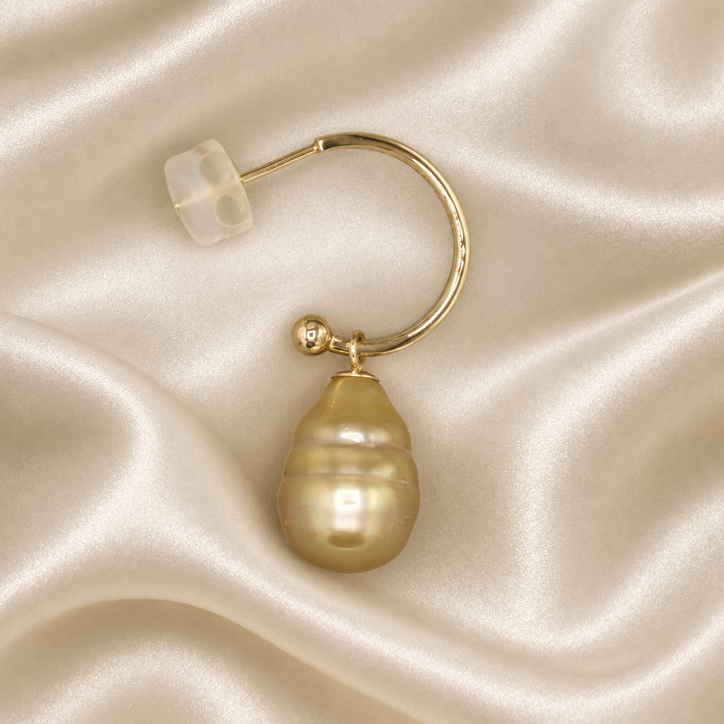 9 mm Golden South Sea Pearl Drop Earrings