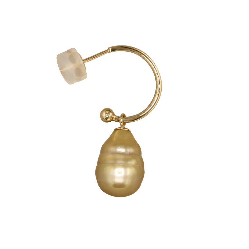 9 mm Golden South Sea Pearl Drop Earrings
