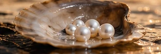 Pearls resting in a shell