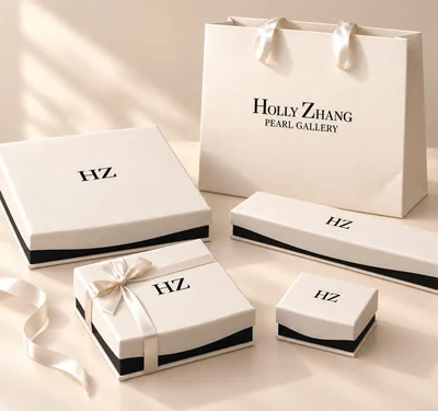 Holly Zhang gift boxes and shopping bag