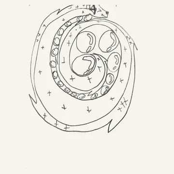 The original drawing for the dragon spiral pendant