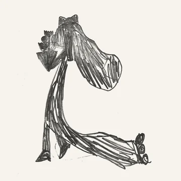 The original drawing for the lady with a vase pendant